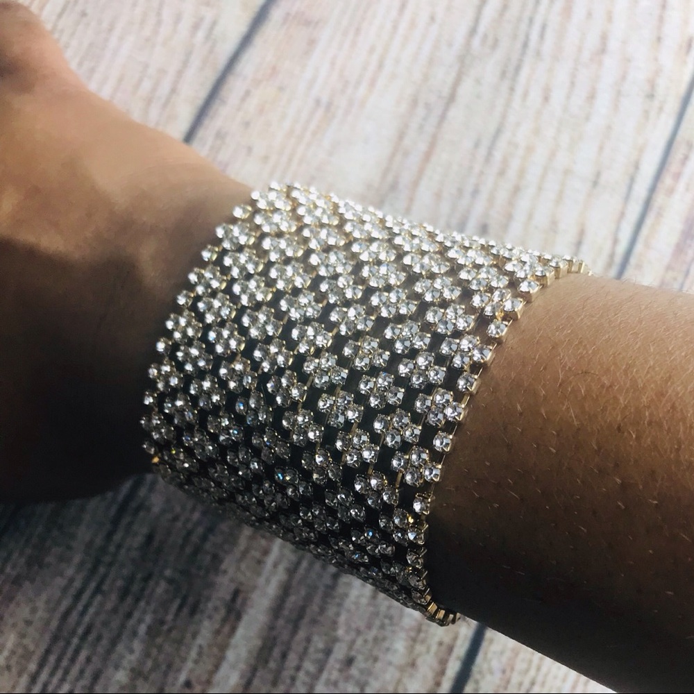 Bebe Diamond Cuff Bracelet Plated in Gold